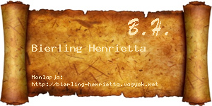 Bierling Henrietta névjegykártya